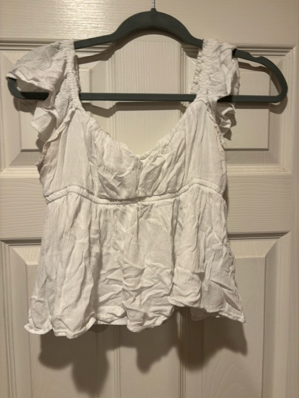 Hollister White Ruffled Strap Peplum Tank